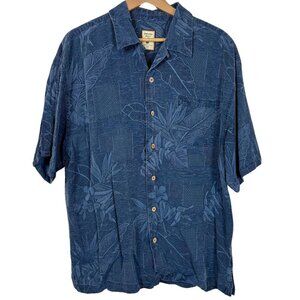 Jamaica Jaxx Vintage 100% Silk Hawaiin Palm Shirt with Real Wood Buttons Size:XL